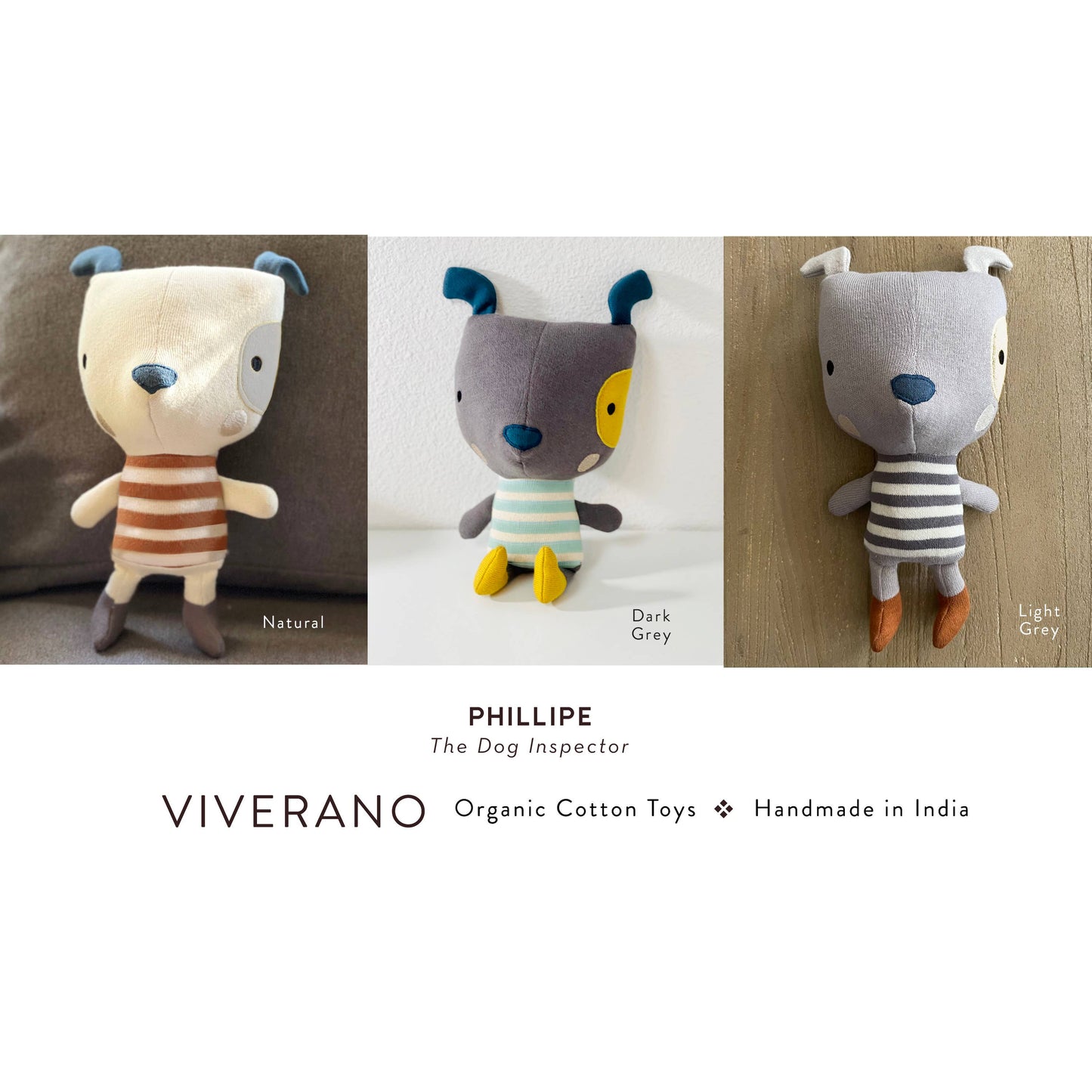 Viverano Organics - Phillipe Dog Organic Cotton Stuffed Animal Baby Kid Toy