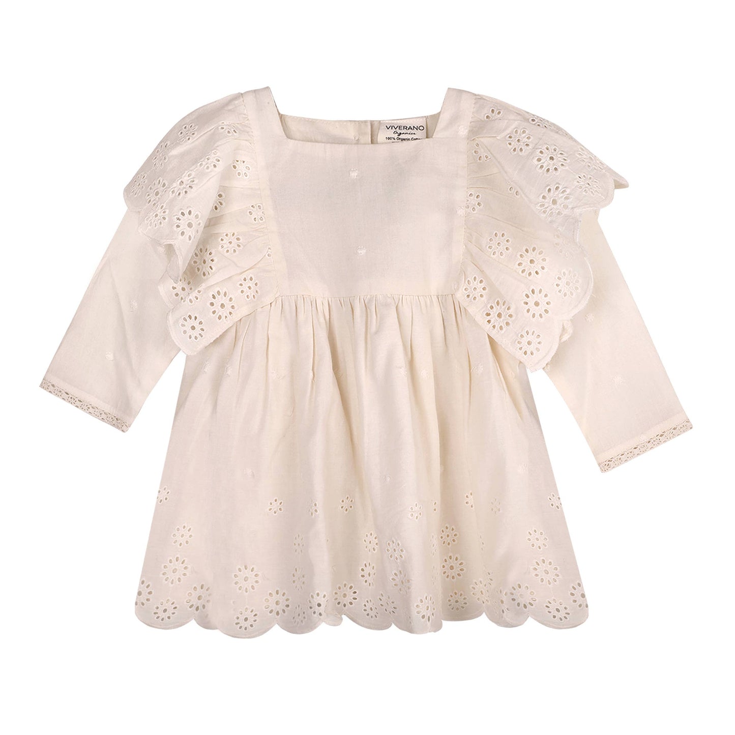 Viverano Organics - Schiffli Lace Collar Baby Girl Dress & Bloomer (Organic)