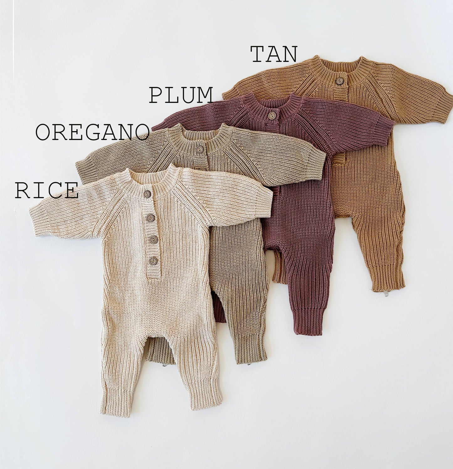 OLIVE & CRADLE - Harper Baby Knit romper Button front Jumpsuit w/ zipper