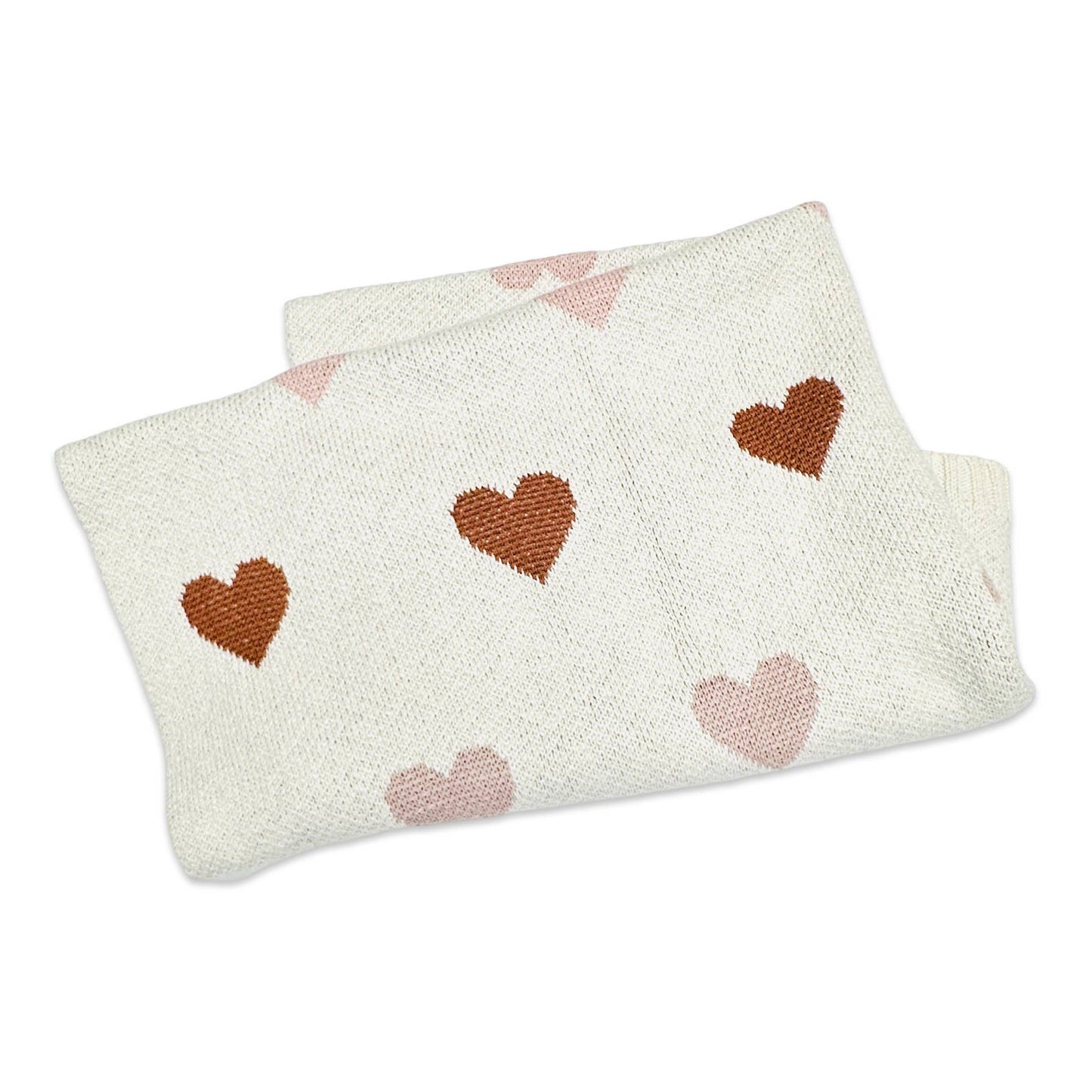 Viverano Organics - Loving Hearts - Organic Jacquard Sweater Knit Baby Blanket