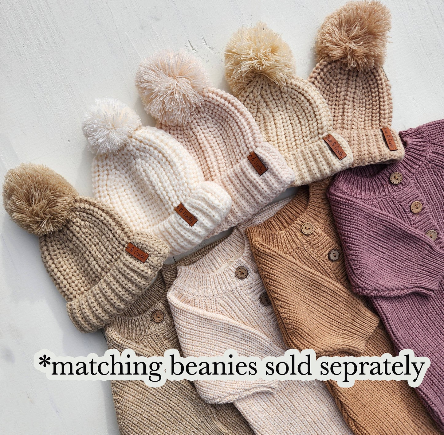 OLIVE & CRADLE - Harper Baby Knit romper Button front Jumpsuit w/ zipper