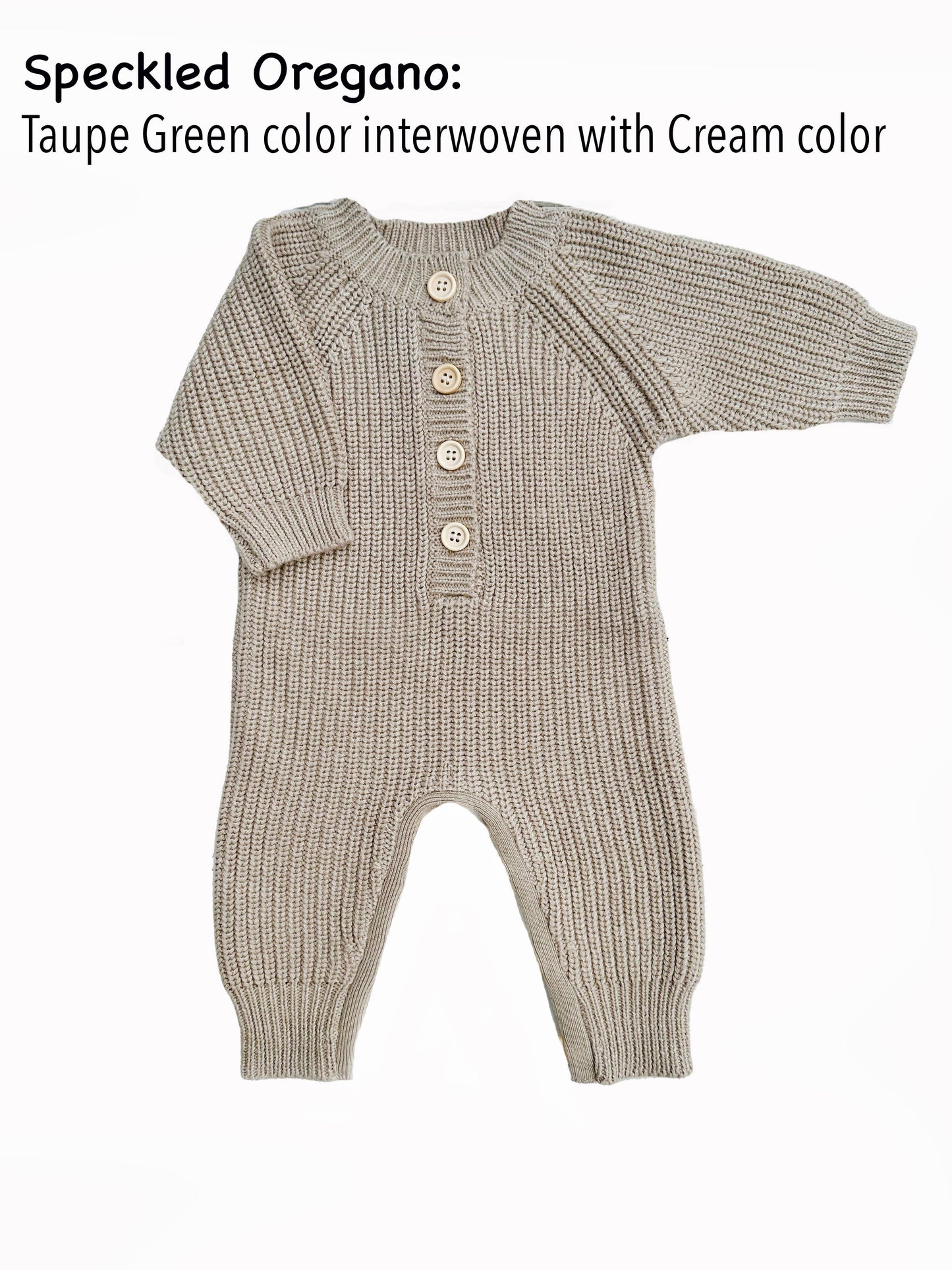 OLIVE & CRADLE - Harper Baby Knit romper Button front Jumpsuit w/ zipper
