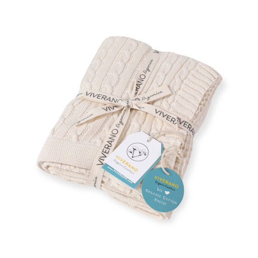 Viverano Organics - Mini Cable Sweater Knit Baby Blanket (Organic Cotton)