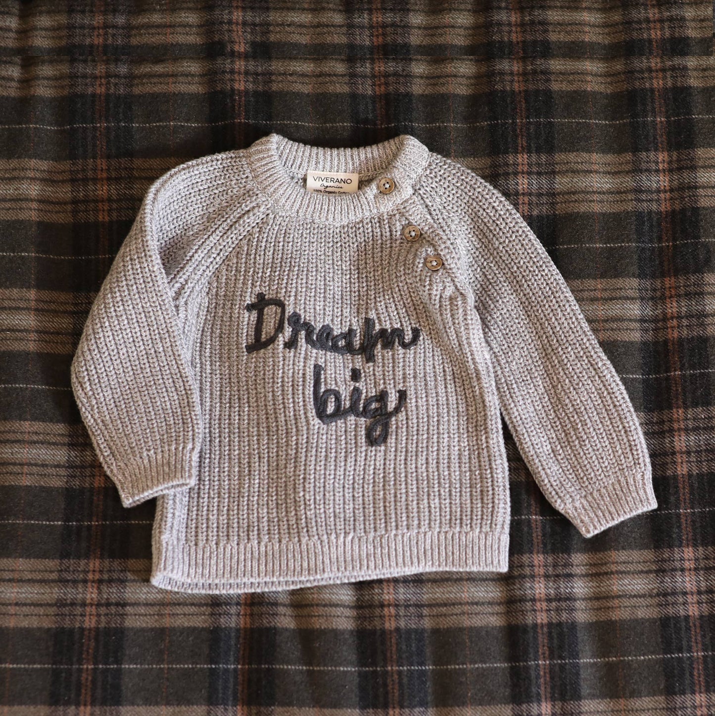 Viverano Organics - Dream Big Embroidered Chunky Knit Baby Sweater (Organic)