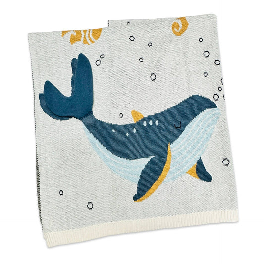 Viverano Organics - Ocean Life 3D - Organic Jacquard Sweater Knit Baby Blanket