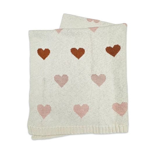 Viverano Organics - Loving Hearts - Organic Jacquard Sweater Knit Baby Blanket